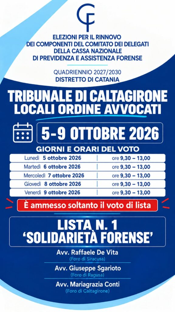 Elezioni Comitato dei Delegati Cassa Forense (Quadriennio 2027/2030)
