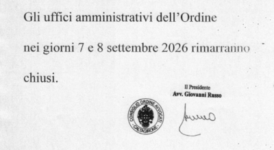 Chiusura uffici amministrativi dell’Ordine: 7 e 8 settembre p.v.